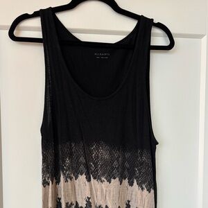 All Saints Black and Tan Snakeskin Print Women's Top